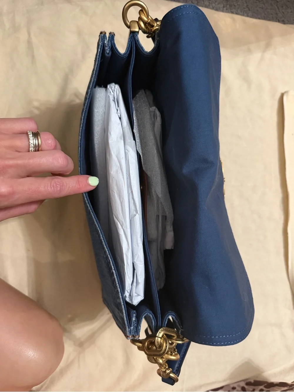 Coach Tabby 30 with Chain Denim Handbag
